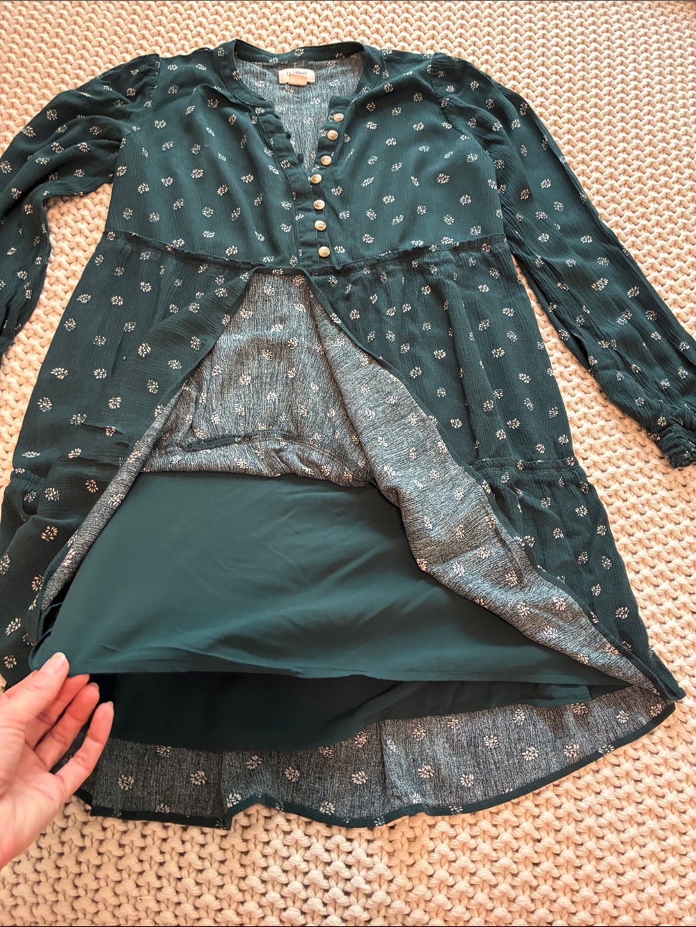 UpWest Teal Green Floral Tiered Long-Sleeve Dress - Picture 5 of 9